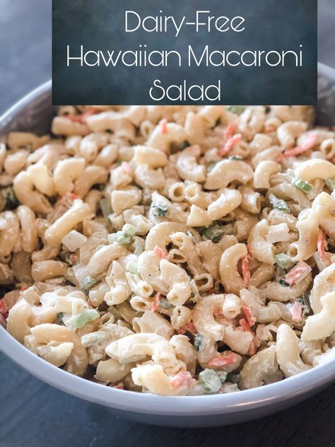 Kid Friendly Pasta Salad, Pasta Salad For Kids, Macaroni Noodles, Hawaiian Macaroni Salad, Dairy Free Salads, Dairy Free Recipes Dinner, Dairy Free Pasta, Best Macaroni Salad, Almond Breeze