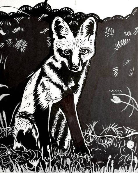 Fox linocut design done🦊...im going to try and transfer it onto the lino block tomorrow using a different method... Will attempt using… Fox Linocut, Woodcut Printing, Book Women, Linocut Art, Soft Orange, Printmaking Art, Fox Print, Fox Art, Unique Image