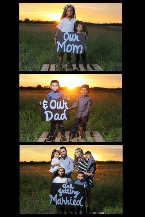 Engagement Announcement, Blended Family, Photography Family Engagement Pictures, Engagement Announcement Ideas, Family Engagement Photos, Blended Family Photos, Blended Wedding, Cheese Wedding, Blended Family Wedding, Announcement Ideas, Family Engagement