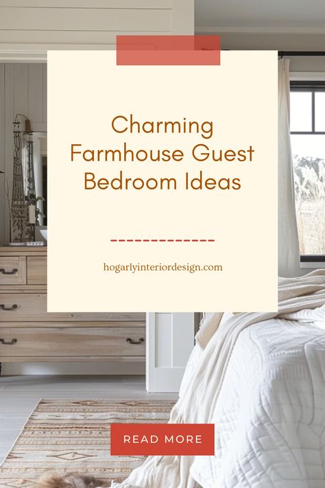 Explore these charming farmhouse guest bedroom ideas showcasing rustic elements and modern comforts, perfect for a cozy and inviting atmosphere. Farmhouse Guest Bedroom Ideas, Farmhouse Guest Room, Farmhouse Style Bedroom, Cozy Colors Palette, Farmhouse Guest Bedroom, Farmhouse Style Bedrooms, Stylish Bedding, Guest Room Ideas, Calming Bedroom