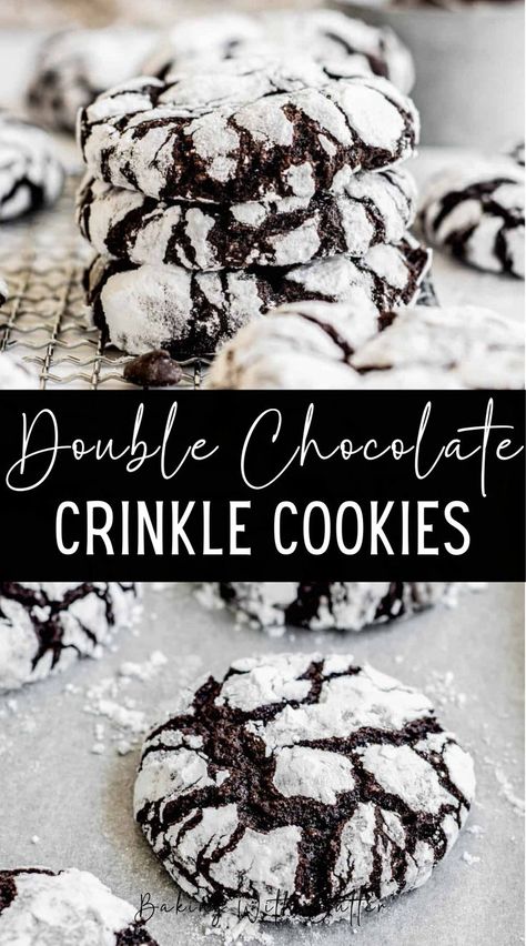 These double chocolate crinkle cookies are heaven for a chocolate lover. They have a rich chocolate flavor, fudgy centers with chunks of chocolate, and crinkly powdered sugar exteriors. Chocolate Crinkle Cookies Recipe, Burning Mountain, Strawberry Sugar Cookies, Crinkle Cookies Recipe, Chocolate Crinkle, Fudgy Brownie, Powder Sugar, Chocolate Crinkle Cookies, Recipes Cookies