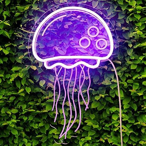 Game Room Wall Decor, Jellyfish Decorations, Neon Wall Signs, Blue Jellyfish, Neon Lamp, Wall Decor Lights, Light Up Signs, Neon Sign Bedroom, Personalized Neon Signs