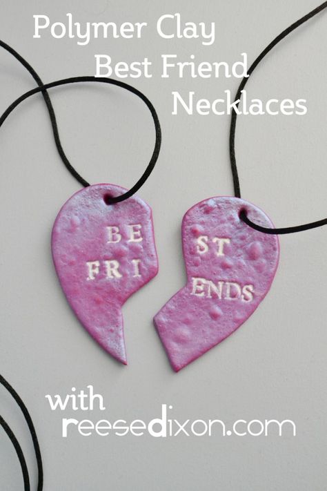 Clay Best Friend Necklace and Galentine’s Cards! Best Friend Diy, Diy Gifts For Girlfriend, Diy Polymer Clay, Gifts Best Friend, Clay Keychain, Best Friend Necklace, Gifts Photography, Bff Necklaces, Friends Diy