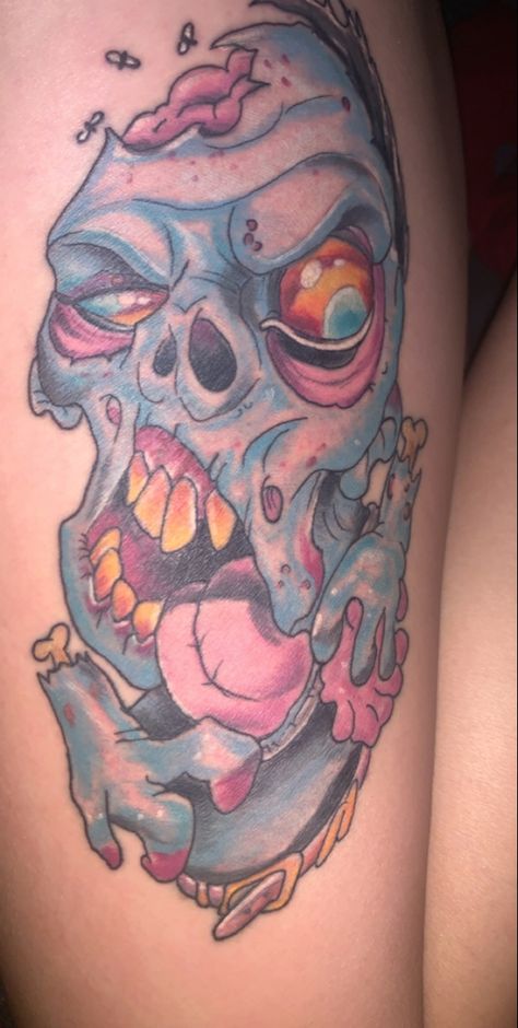 #zombie#newschool#cute#tattoo#ink#colorful#brains Zombie Barbie, Zombie Tattoo, Barbie Tattoo, Zombie Tattoos, Cute Tattoo, Best Zombie, Zombie Girl, Tattoo Ink, New School