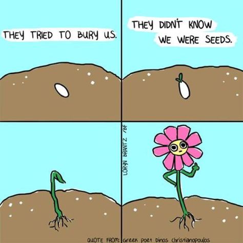 They tried to bury us. They didn't know we were seeds. Kushandwizdom Quotes, Seed Quotes, Loryn Brantz, Friend Memes, Strong Quotes, Cheer Up, Buzzfeed, Atom, Positive Vibes