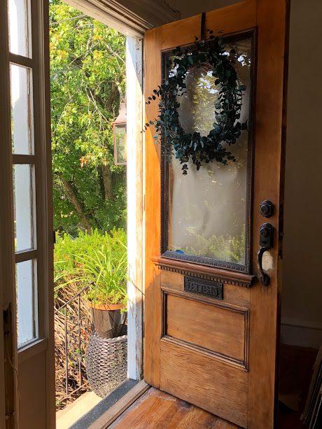 Dressing Up a Drab Front Door and Keeping the Charm of an Older Home Cottage Front Doors, Retreat House, Front Door Porch, Door Porch, Wood Front Doors, House Front Door, House Doors, Signature Hardware, Dressing Up