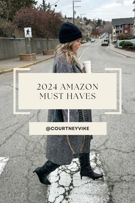 Woman walking across street in coat, black boots and black hat holding coffee. Finds On Amazon, Amazon Fashion Finds, Mom Needs, Amazon Must Haves, Trends For 2024, Stylish Wardrobe, Cozy Loungewear, Fashion Hub, Viral Trend