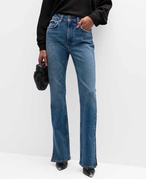 The Sunset Flared Split-Hem Jeans Split Hem Jeans, Hem Jeans, Flare Leg Jeans, Split Ends, Fall Fashion Outfits, The Sunset, Split Hem, Style Ideas, Top Designers