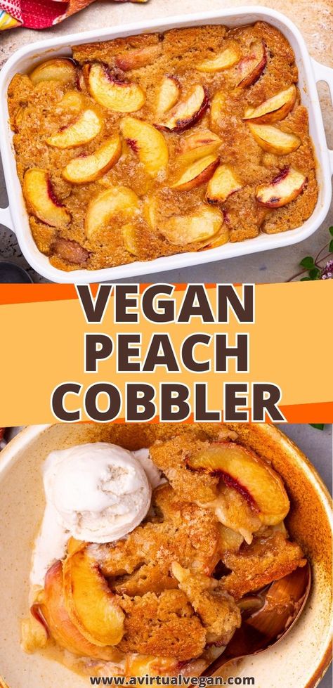 Vegan Peach Cobbler, Vegan Pies Recipes, Vegan Peach, Easy Vegan Dessert, Healthy Vegan Desserts, Peach Cobbler Recipe, Summer Dessert Recipes, All The Right Places, Vegan Dessert