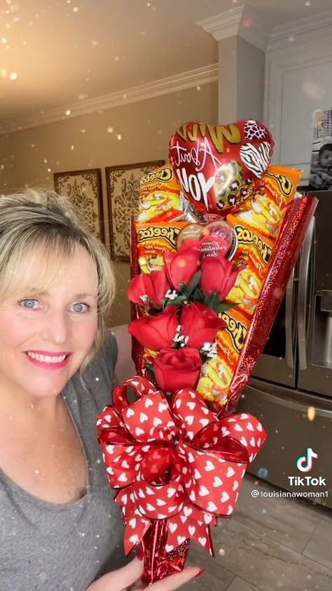 Hot Cheetos Bouquet Gift Ideas, Valentine Diy Bouquets, Valentines Bouquet For Kids, Hot Cheetos Bouquet, Diy Valentine Bouquet Ideas, Valentines Day Bouquet Ideas, Bouquet For Men Valentines, Dollar Tree Valentines Diy Ideas For Him, Dollar Tree Valentines Diy Ideas Kids