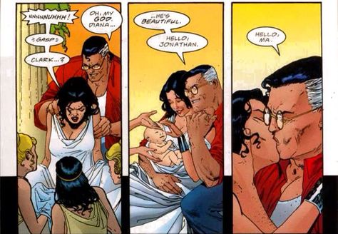 This is too adorable Superman Wonder Woman Couple, Superman X Wonder Woman, Wonder Family, Batman X Wonder Woman, Wonder Woman And Superman, Batman And Wonder Woman, Superman Love, Savita Bhabhi, Jon Kent