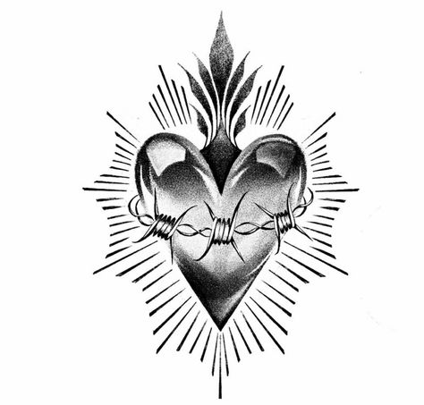 Sacred Heart Tattoo, Word Tattoo Ideas, Tato Flash, Gothic Tattoos, Sacred Heart Tattoos, Word Tattoo, Chicano Tattoos, Greek Tattoos, Tattoo Desings