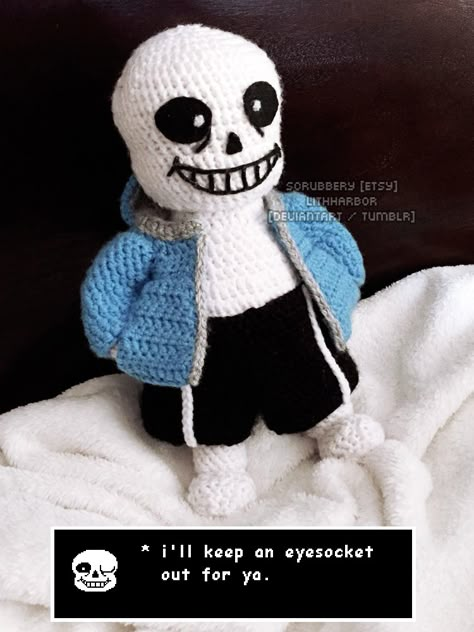 Undertale - Sans the Skeleton by lithharbor Undertale Crochet, Undertale Plush, Sans Plush, All Spiderman, Sans The Skeleton, Crochet Blanket Stitch Pattern, Geek Crafts, Crochet Design Pattern, Undertale Sans