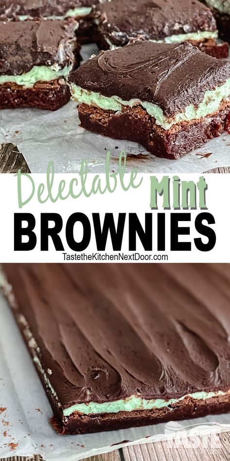 Mint Brownie Recipe Mint Dessert, Mint Desserts, Mint Brownies, Chocolate Frosting, Chocolate Brownies, Chocolate Candy, Chocolate Bar, Taste Buds, Cocoa Powder