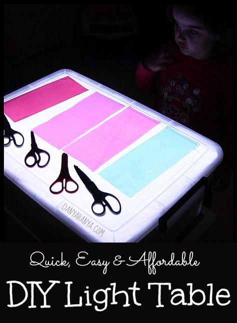 DIY Light Table – Danya Banya Light Table For Kids, Diy Light Table, Diy Kids Table, Table For Kids, Kids Sensory Play, Diy Light, Sensory Room, Sensory Table, Kids Table