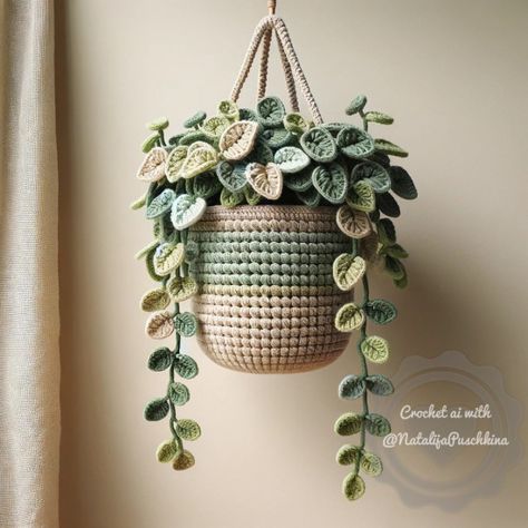 Snake Plant Crochet Pattern Free, Crochet Philodendron Pattern, Crochet Flowers In Pots Free Pattern, Crochet Vine Plant, Crochet House Plants Patterns, Crocheted House Plants, Free Crochet Hanging Plant Pattern, Crochet Houseplants Free Pattern, Crochet Hanging Plants Free Pattern