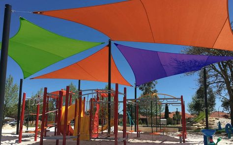 Playground Shade Ideas, Playground Remodel, Kindergarten Landscape, Playground Shade, Waterproof Shade Sails, Sun Sails, Sun Sail, Sail Shade, Shade Ideas