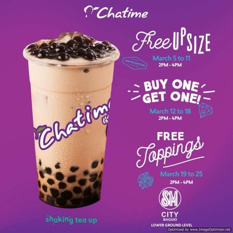 Shake your tea up and get a lift of flavor from Chatime SM Baguio Opening Bubble Tea Menu, Pear Tea, Tea Poster, Psd Free Photoshop, Food Promotion, African Symbols, Ice Cream Design, Drinks Brands, Food Poster Design