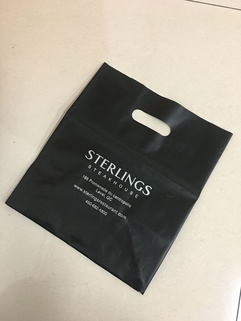 Sterlings Steakhouse Poly Takeaway Bag Poly Bag Design, African Print Skirt Ankara Styles, Custom Plastic Bags, Plastic Bag Design, Desain Merek, Branded Gift Bags, Plastic Store, Design Motivation, Business Nails