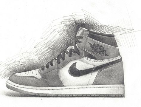 Shoes Drawing Sketches, Jordan Shoes Drawing, Nike Drawing, Air Jordan 1 Blue, Sneakers Sketch, Jordan 1 Blue, Pen Art Work, Nike Off White, Shoe Sketches