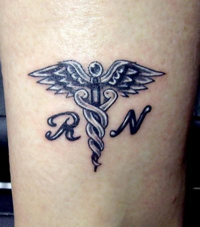 Registered Nurse Tattoo, Caduceus Tattoo, Tattoos Pinterest, Nurse Tattoo, Medical Tattoo, Symbol Tattoos, Skin Art, Piercing Tattoo, Neck Tattoo