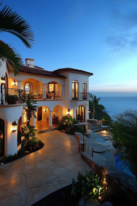 Elegant seaside mansion with arches and balconies. Unwrap the secrets of posh house facades and pick up clever ideas to make cardboard castles look like mansions. Santa Barbara Beach House, Caribbean Villa Design, Living In The Caribbean, Barbados House, Cardboard Castles, Seaside Mansion, Posh House, Rich Houses, Latin House