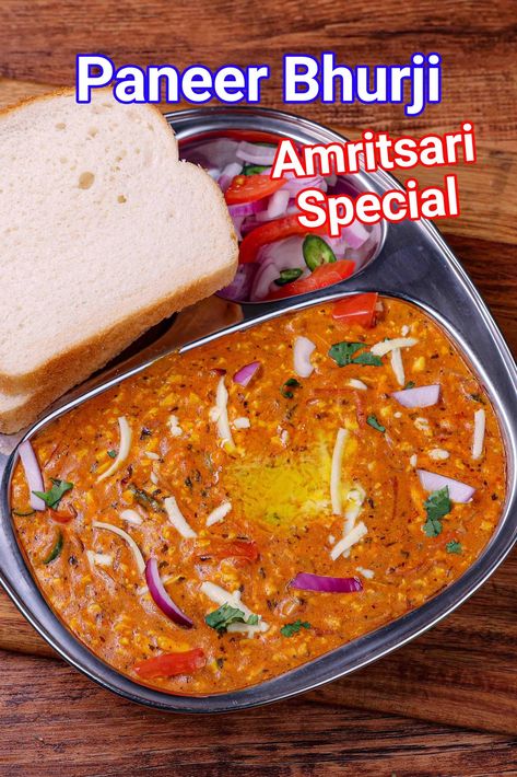 Amritsari Paneer Bhurji Recipe | Street Style Paneer Bhurji Gravy Grated Paneer Recipes, Paneer Bhurji Recipe Restaurant Style, Paneer Bhaji Recipe, Paneer Burji With Gravy, Paneer Bhurji Recipe Video, Amritsari Paneer Bhurji, Egg Snacks Recipe Indian, Paneer Burji, Paneer Bhurji Recipe