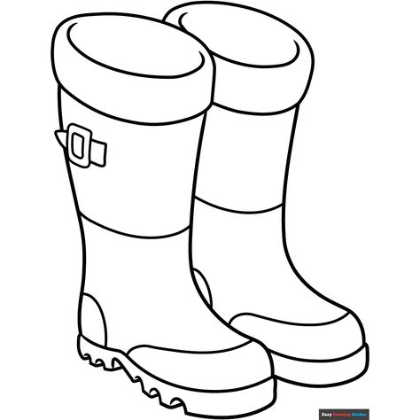 Free Rubber Boots Coloring Page for Kids Clothes Coloring Pages, Clothes Coloring, Easy Drawing Guides, Free Printable Coloring Sheets, Drawing Guides, Coloring Ideas, Printable Coloring Sheets, Drawing Tutorial Easy, Coloring Tutorial