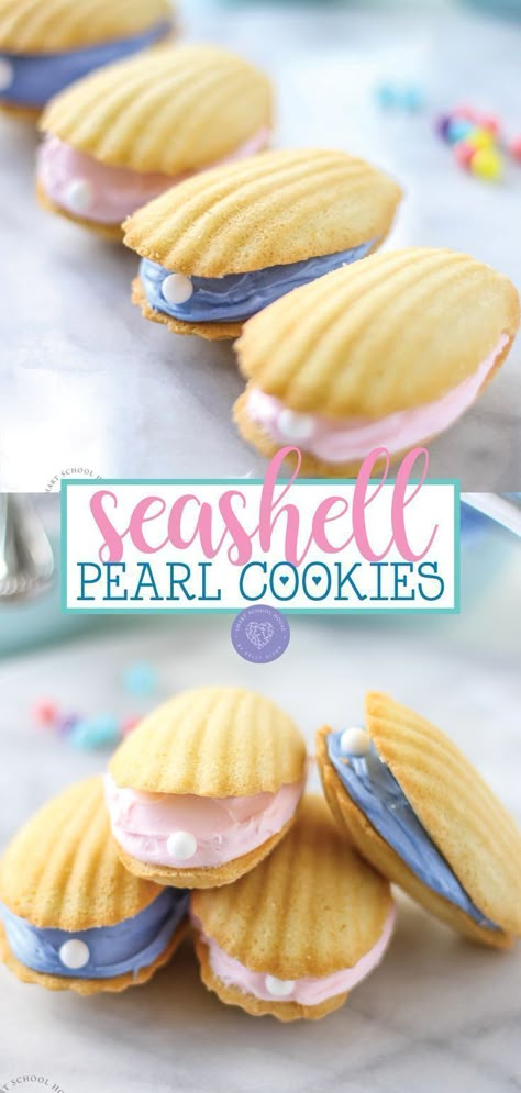 Celebrate your inner mermaid with these seashell pearl cookies. These cookies are perfect for a beach theme or a mermaid party. With this tutorial, you can learn how easy it is to make these seashell pearl cookies. Have a quick and easy dessert ready for your family today. Pineapple Turkey, Pearl Cookies, Dessert Styling, Tidy Tips, Seashell Cookies, Strawberry Ideas, Madeline Cookies, Teriyaki Meatballs, Detergent Recipe