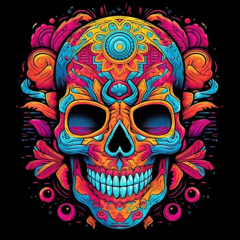 Foto un cráneo colorido con un diseño fl... | Premium Photo #Freepik #photo #colorido #calavera #diseno #floral Colourful Skull Art, Colorful Skull Painting, Skull Color, Animal Stencil Art, Colorful Skull Art, Colorful Skulls, Animal Stencil, Sugar Skull Art, Sugar Skulls