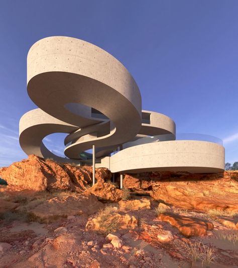 Desert Rocks, Frameless Glass Balustrade, Form Architecture, Rock House, Parametric Architecture, Concrete Home, Architectural Photographers, Geometric Forms, Concrete House