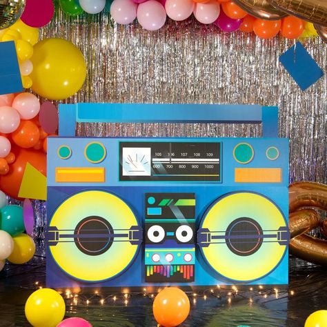 Boombox Prop, 60s Theme, 80s Party Decorations, Middle School Dance, 80s Theme Party, 3d Elements, Photo Booth Background, Floral Balloons, Through The Decades