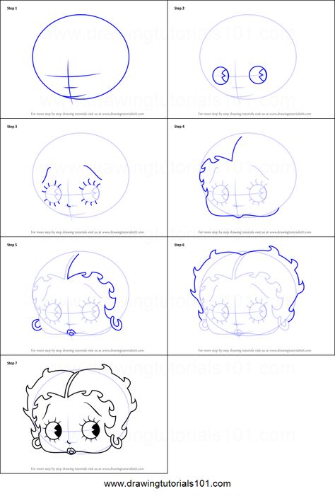 How to Draw Betty Boop Face printable step by step drawing sheet : DrawingTutorials101.com Draw Betty Boop, Chicano Art Drawings Sketches, Drawing Ideas Chicano, Betty Boop Face, Cartoon Character Drawing, Explore Drawing, Iconic Cartoon Characters, Face Printable, Tips For Artists