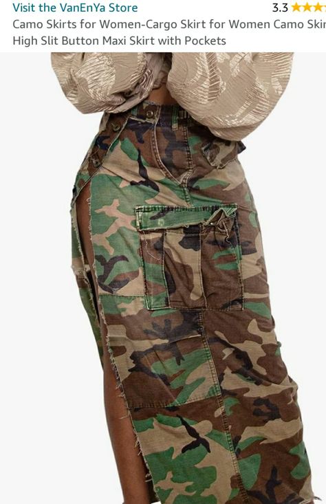 Street Wear Fashion Women 2023, Camo Fashion For Women, Camo Top Outfit, Elegant Skirts, Cargo Skirts, Maxi Skirt With Pockets, Camo Skirt, Womens Camo, Denim Skirt Women