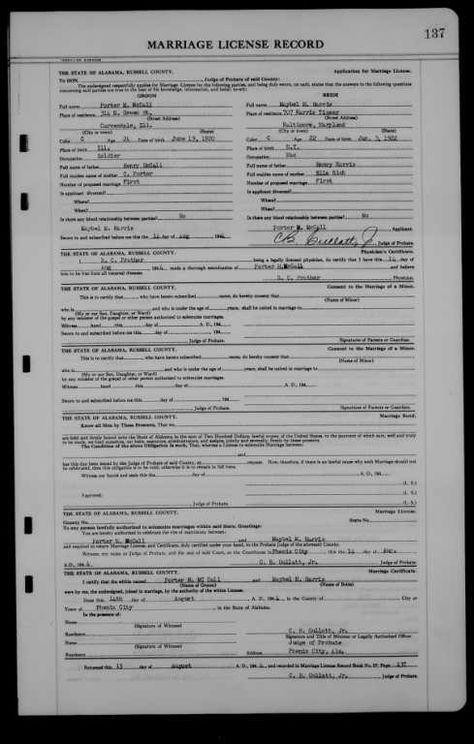 Marriage Records, Jackson County, Document Sign, Alabama, Porter