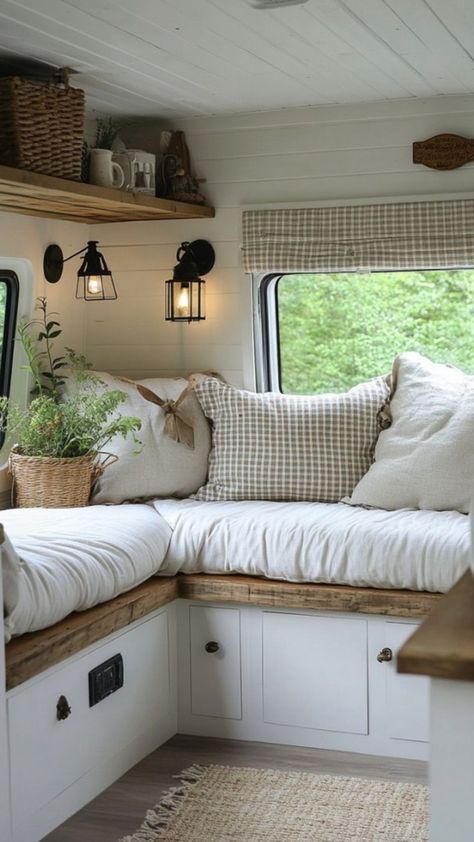 Converted Caravan, Caravan Renovation Ideas, Diy Van Interior, Skoolie Design, Motorhome Inspiration, Van Interior Ideas, Casita Camper, Campervan Inspiration, Volkswagen Bus Camper