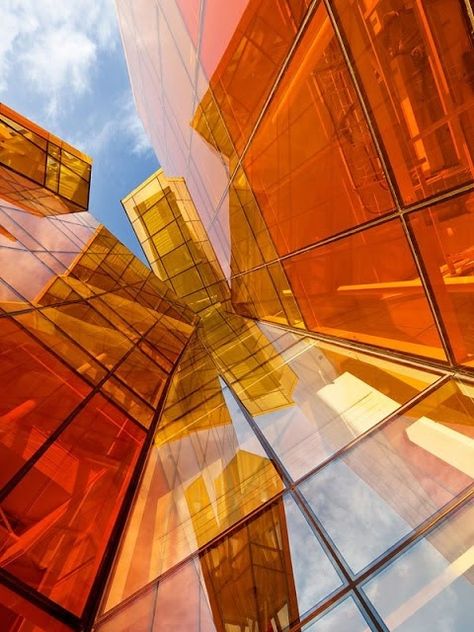 Ericsson Kista Building, Stockholm Interior Architects, Glass Building, Orange Aesthetic, Building Facade, Foto Art, Architectural Inspiration, Beautiful Architecture, Beautiful Buildings, Shades Of Orange