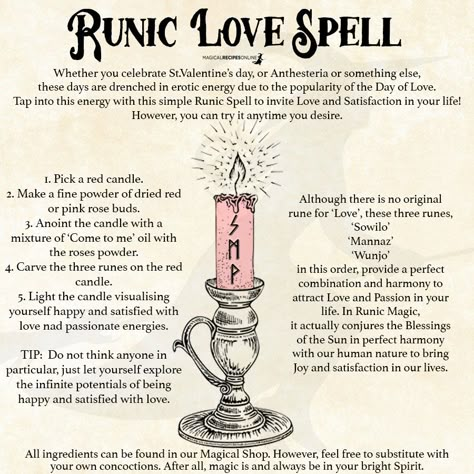 Runic Love Spell - Magical Recipes Online Wicca Love Spell, Witchcraft Love Spells, Candle Magic Spells, Real Love Spells, Easy Love Spells, Spells For Beginners, Attraction Spell, Magic Spell Book, Powerful Love Spells