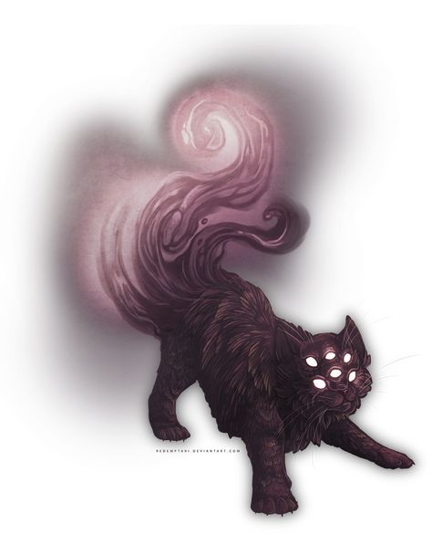 Cute Familiars Art, Fantasy Familiars Animals, Cat Fantasy Art Mythical Creatures, Fictional Animals Art, Mythical Cat Art, Fantasy Beast Concept Art, Fantasy Pet Art, Fantasy Creature Design Animals, Cat Familiar Art