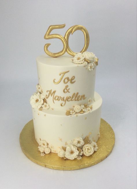 Golden Anniversary Decorations Simple, 2 Tier 50th Anniversary Cake, 50th Anniversary Cakes Gold 2 Tier, Golden Anniversary Cake Simple, 50 Th Wedding Anniversary Cakes, Golden Anniversary Cake Ideas, 50 Anniversary Cake Ideas, 50th Anniversary Cakes Gold, 50th Anniversary Cakes Simple