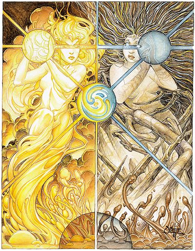 Sun and Moon Goddess Energy Quinton Hoover, Sun And Moon Goddess, Dnd Wallpaper, Dragon Dungeon, Earth Sun And Moon, Wallpaper Moon, Goddess Aesthetic, Sun Goddess, Sun And Moon Drawings