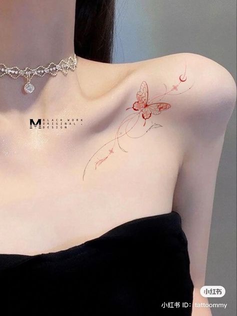 Small Shoulder Tattoos, Pretty Hand Tattoos, Dragon Tattoo For Women, Small Pretty Tattoos, Red Ink Tattoos, Tatuaje A Color, Subtle Tattoos, Elegant Tattoos, Pattern Tattoo