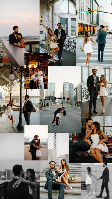 Engagement photos City Couples Photography, Nashville Engagement, Wedding Photo Studio, Urban Engagement, Engagement Photography Poses, Wedding Portrait Poses, Cute Engagement Photos, Couple Engagement Pictures, Pre Wedding Photoshoot Outdoor