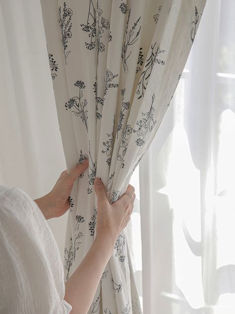 Set of 2 Grey Floral Curtain Panel Farmhouse Linen Curtains Ivory Washed Linen Curtains Natural Linen Retro Flower Pattern Custom Curtains Short Window Curtains Ideas Living Room, Farmhouse Curtains Living Room, Modern Farmhouse Curtains, Farmhouse Style Curtains, Cottage Curtains, Living Room Curtain, Ivory Curtains, Window Opening, Living Room Drapes