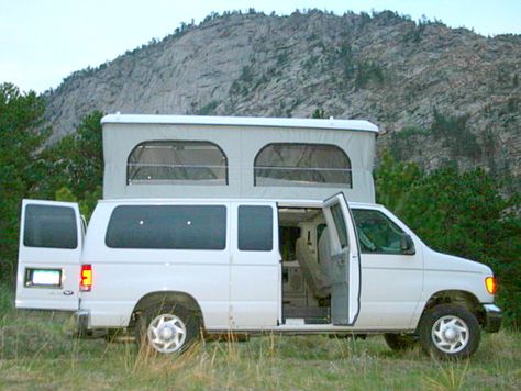 Colorado Campervan Ford Van Poptop - camperize: pop tops Chevrolet Van, Building Components, Pop Top Camper, Glamper Camper, Adventure Trailers, Diy Campervan, Astro Van, Campervan Life, Ford Van