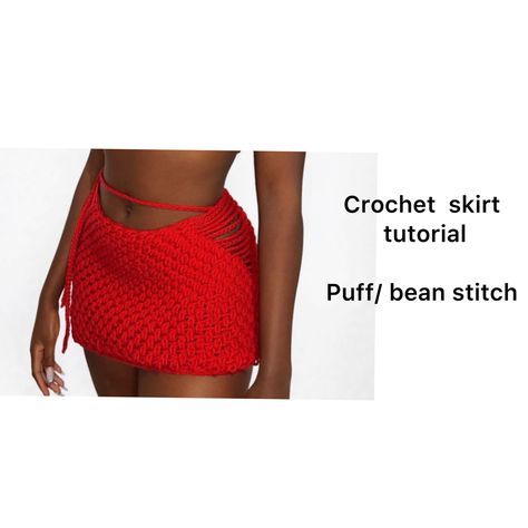 Crolage famous skirt tutorial #recipe #crochet #fashion #aesthetic #shorts #flowers #crolage #creative #hair #redaesthetics #red #youtube Crochet Beach Wear Pattern, Crochet Beach Wear, Bean Stitch, Crochet Shoulder Bags, Creative Hair, Crochet Skirts, Skirt Tutorial, Crochet Clothing And Accessories, Stitch Tutorial