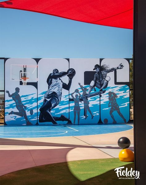 A basketball wall I painted at Weeip Park in Midland to celebrate a love of sports Simple Wall Paintings, Popular Artwork, Interior Murals, Basketball Wall, Animation Sketches, Skate Art, Live Painting, Murals Street Art, Gym Design