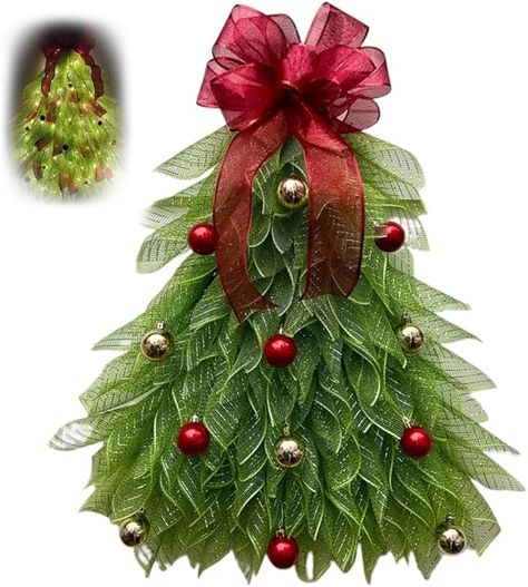 Amazon.com: Handmade Christmas Tree Wreath for Front Door,Farmhouse Christmas Tree Garland for Front Door,Christmas Garland with Lights,Christmas Wreaths, Garlands & Swags (A-with lamp) : Home & Kitchen Tree Door Decoration, Upside Down Christmas Tree, Christmas Tree Door, Tree Door, Christmas Lights Garland, Christmas Wreaths With Lights, Front Door Christmas, Christmas Wreaths & Garlands, Large Christmas Tree