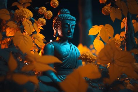 Photo a buddha statue in a garden with y... | Premium Photo #Freepik #photo #buddah #buddhist-monk #buddha-statue #monk Peace Laptop Wallpaper, Peaceful Wallpaper Desktop, Buddha Wallpaper For Laptop, Budda Wallpaper Peace, Laptops Wallpapers, Buddha Wallpapers, Buddha Statue Garden, Buda Wallpaper, Meditation Pictures