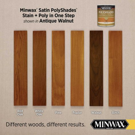 Minwax Polyshades 1 Qt. Satin Stain & Finish Polyurethane In 1-Step, Antique Walnut - Anderson Lumber Minwax Polyshades, Minwax Stain Colors, Build Projects, Minwax Stain, Walnut Doors, Oil Based Stain, Wood Stain Colors, Wood Stain, House Remodel